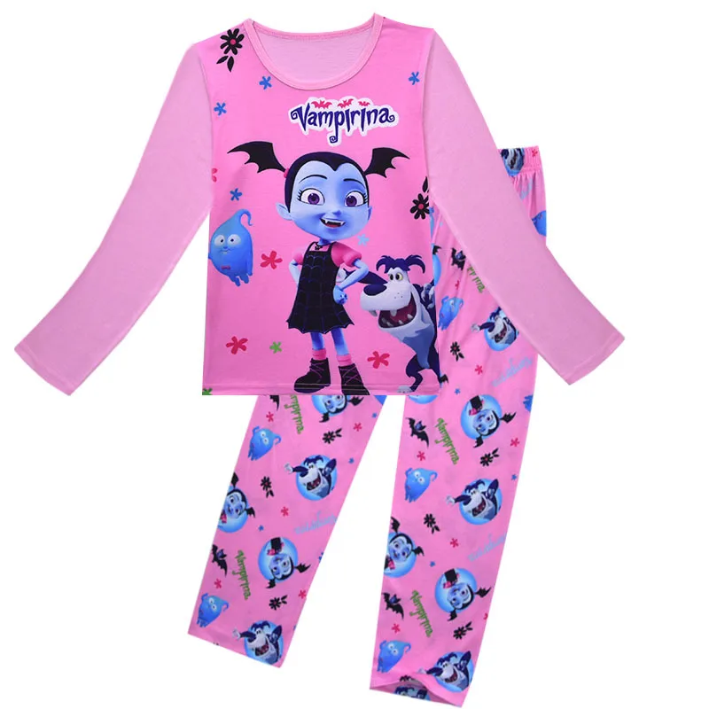 Для маленьких девочек Vampirina пижамы 2 шт. комплект Рождественская елка Рождество Vampirina комплект одежды из двух частей набор осень детская одежда