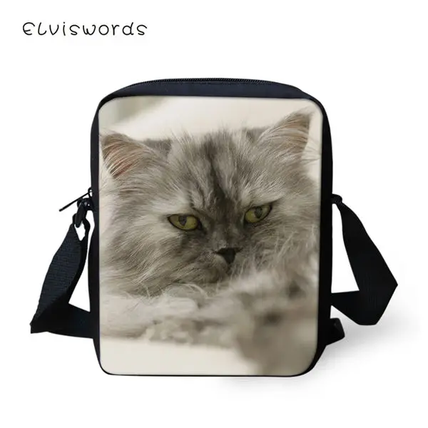 CDWX3248E ELVISWORDS модные женские сумки-мессенджеры Kawaii персидские кошки девушки закрылки крест тела сумки Cutei животный узор Путешествия Мини кошельки - Цвет: CDWX3248E