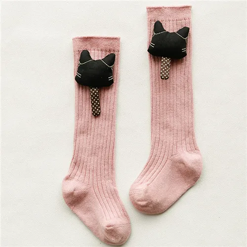 LAWADKA/носки для маленьких девочек Мягкие хлопковые носки для девочек с рисунками животных милые детские носки до колена для маленьких принцесс одежда для маленьких девочек - Цвет: Розовый