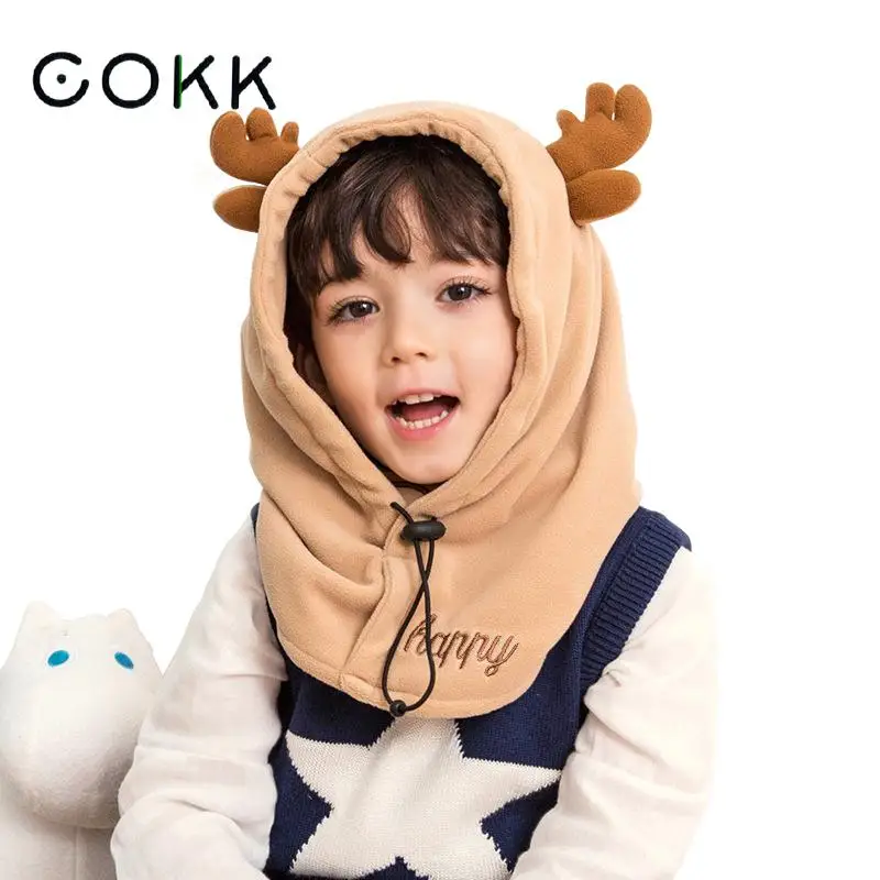 COKK детские зимние шапки для девочек и мальчиков, защита ушей для шеи, шапочка, маска, сохраняющая тепло, шапки для детей, аксессуары, детская шапка, шапка Gorros