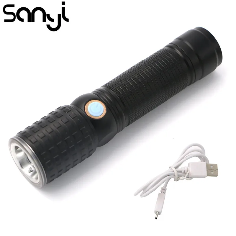 

Sanyi 1* XML-T6+12 LED Flashlight Multi-function USB Rechargeable 6 Modes lighting Power By 1*28650/1*18650/3*AAA +USB Cable
