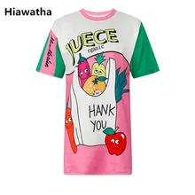 Hiawatha Женская длинная футболка летние свободные с цифровым 3d-рисунком футболки Harajuku короткий рукав футболки T4411