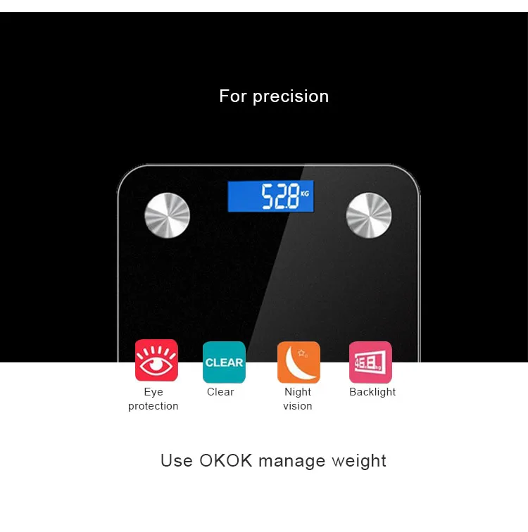 TS-8028 Bluetooth 4.0 LCD Battery Smart App Body Fat Scales Weight Data Analysis Weight Tools