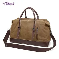 Холщовая кожаная мужская дорожная сумка для переноски багажа, мужская дорожная сумка, большая сумка на выходные, мужская сумка ZL076