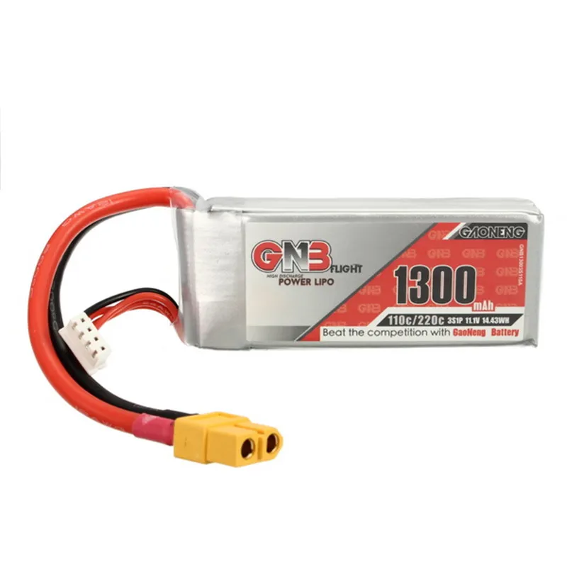 

Rechargeable Electric Batteries Gaoneng GNB 11.1V 1300mAh 3S 110/220C Lipo Battery XT60 Plug