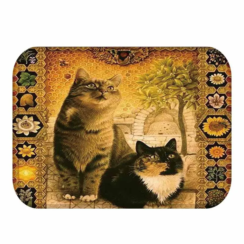 Rectangle Light Welcome Home Door Mats Funny Lazy Sleeping Cat Pattern Water Absorption Bathroom Carpets Living Room Tapete Rug