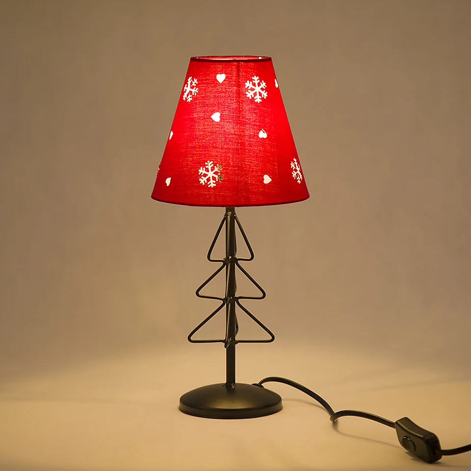Рождественский Декор Led E14 настольная лампа Coloful Настольные светильники для спальни бар елки гладить черная основа для чтения - Цвет абажура: Красный