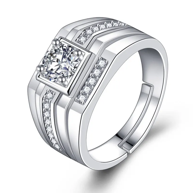 

Fashion Jewelry Inlay Full Cubic Zircon Open Adjustable Temperamental Ring For Men