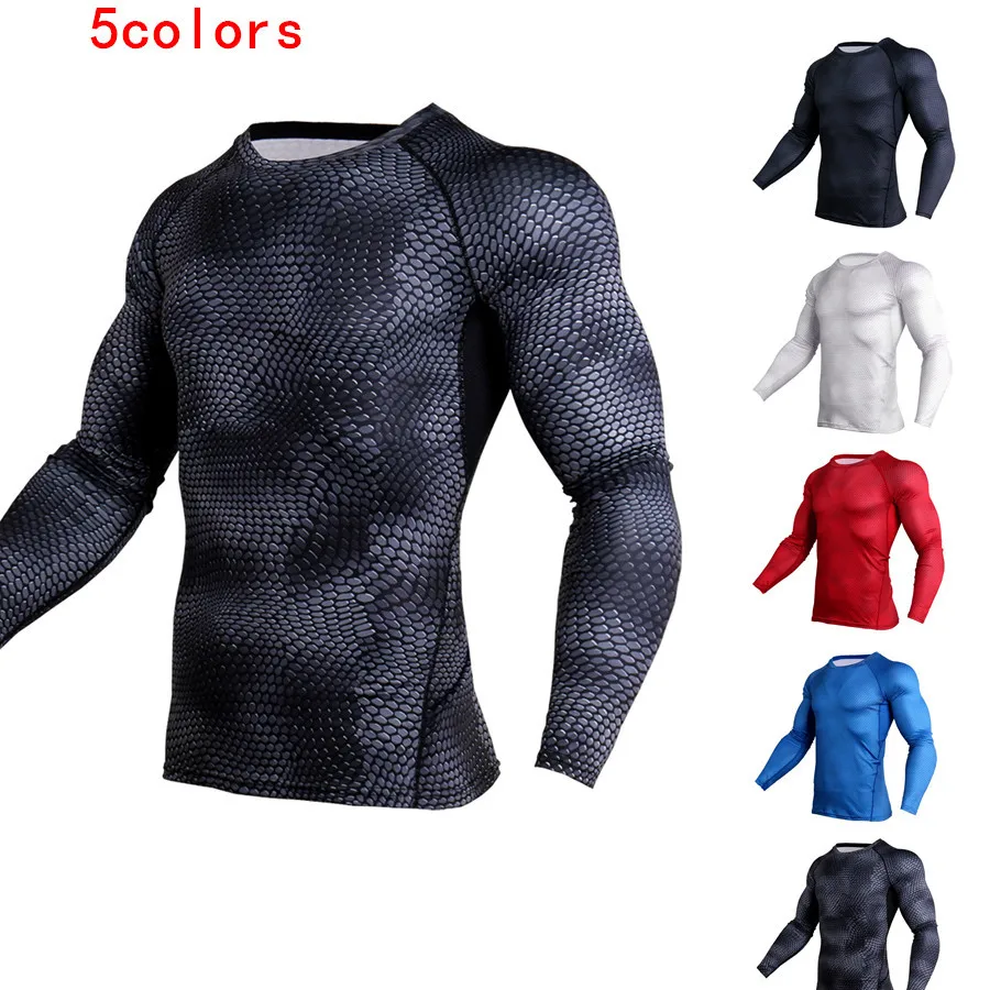 

Men Sweatshirts Long Sleeves 3D Printed Stretch Tights Sweater T-shirt Male Running Jogging Fitness Training Gym Workout Shirts