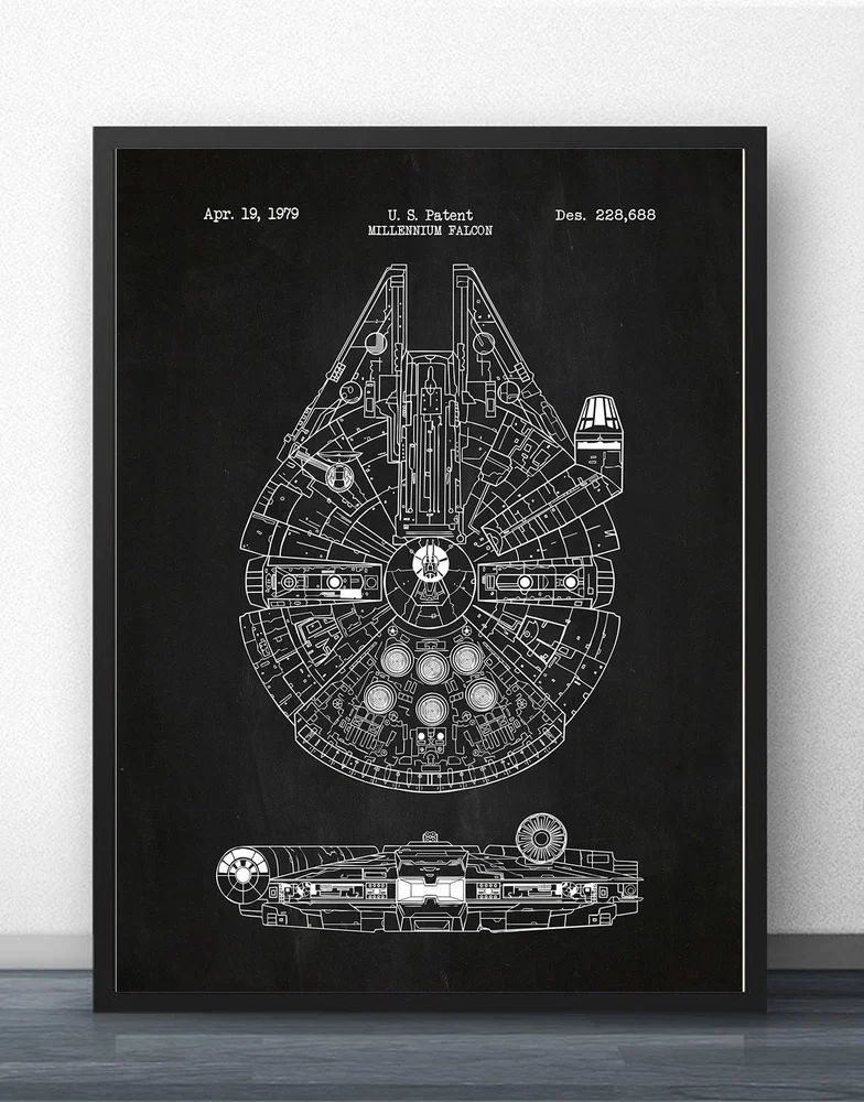 

Star Wars Millennium Falcon x-wing Blueprint Wall Art Paint Prints Canvas Art Poster Oil Paintings For Living Room No Frame