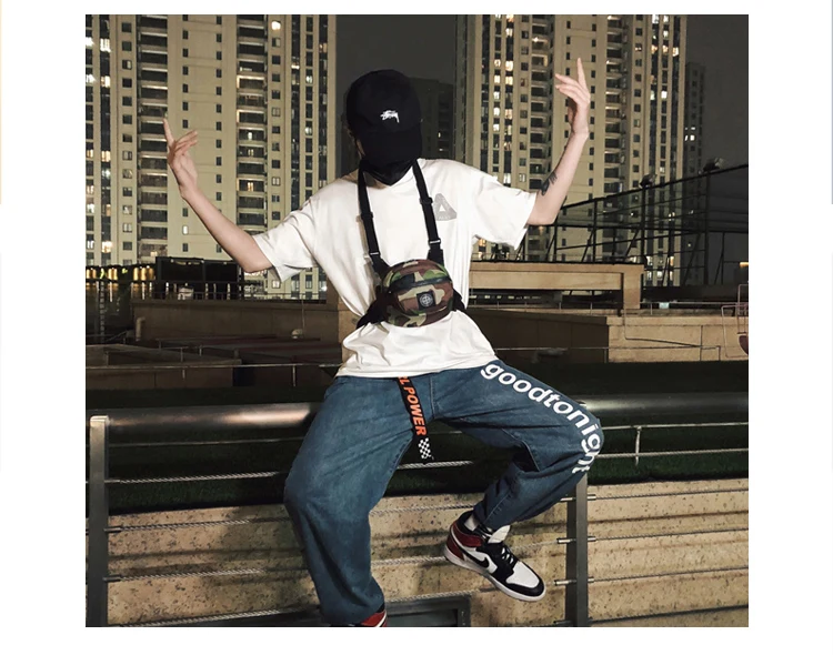 Модный жилет нейлоновая сумка на грудь функциональная хип-хоп Уличная тактическая черная сумка на грудь Западная поясная сумка на грудь 2019