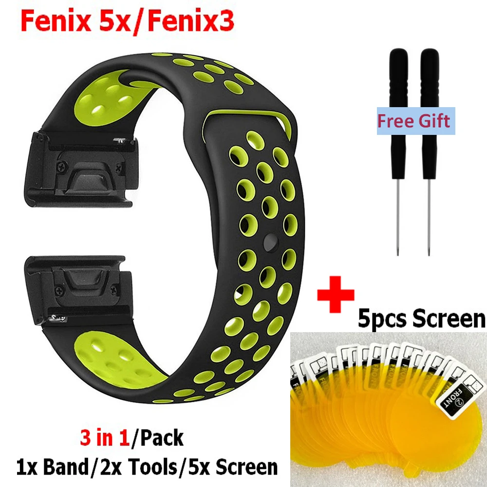 2 в 1 наручный ремешок для Garmin Fenix 5X Fenix 3 GSP ремешок для часов+ Защитная пленка для экрана для Garmin Fenix 5X ремешок для часов Fenix 3 Band
