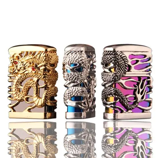 CHIEF pure copper kerosene lighter, hollowed out dragon personality