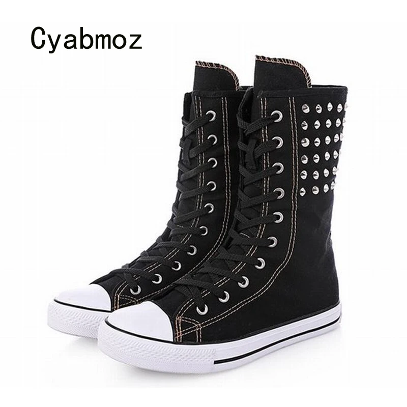Cyabmoz/модные парусиновые ботинки женские короткие ботильоны на шнуровке с