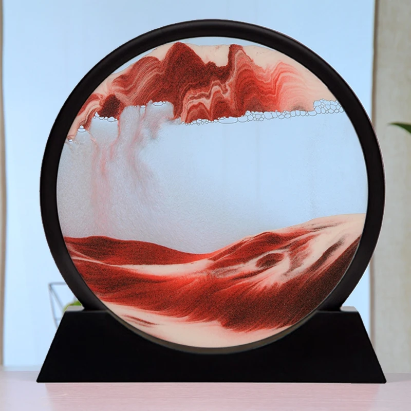 AOLI-FLY Peinture de Sable qui Coule, Image de Sable en Mouvement, Peinture  d'Art de Sable Dynamique 3D, Image de Sable Verre Rond pour Décoration de