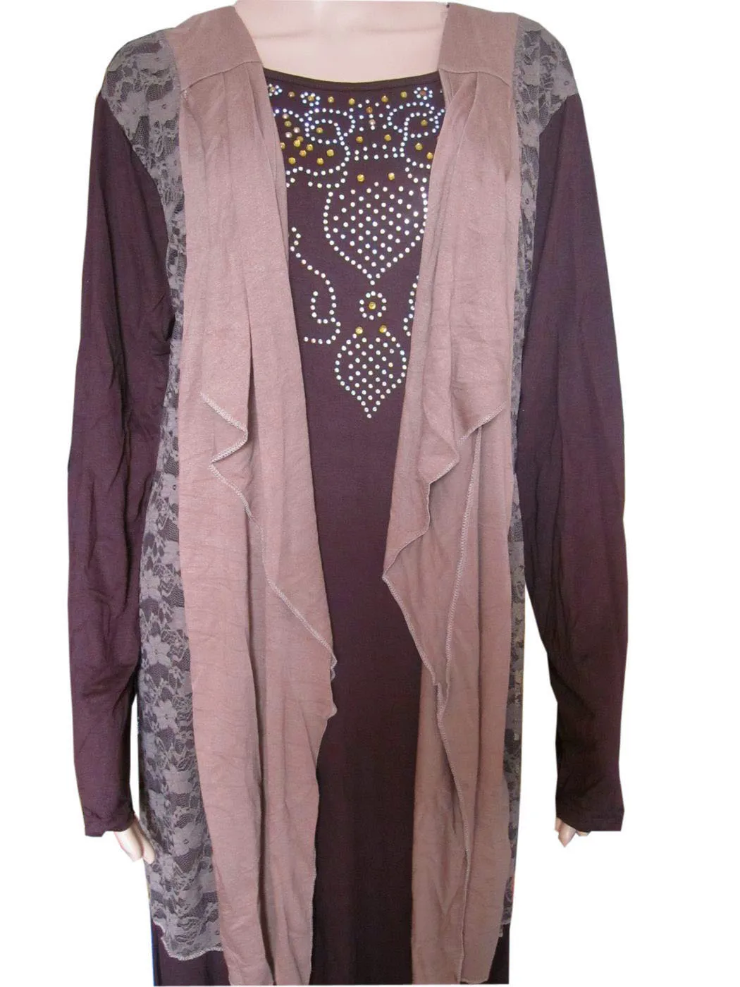 Распродажа: муслиновый халат с длинными рукавами ABAYA темно синий