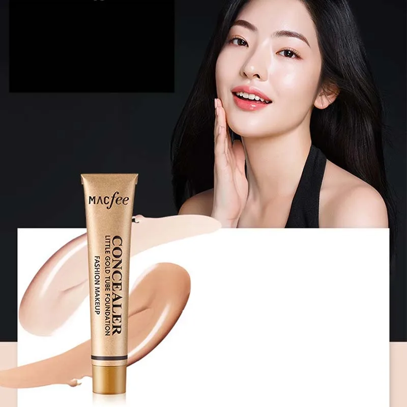 Face Make Up Concealer Little Gold Tube Liquid Foundation Makeup Primer Spots Acne Marks Dark Circles Pores Moisturize Concealer