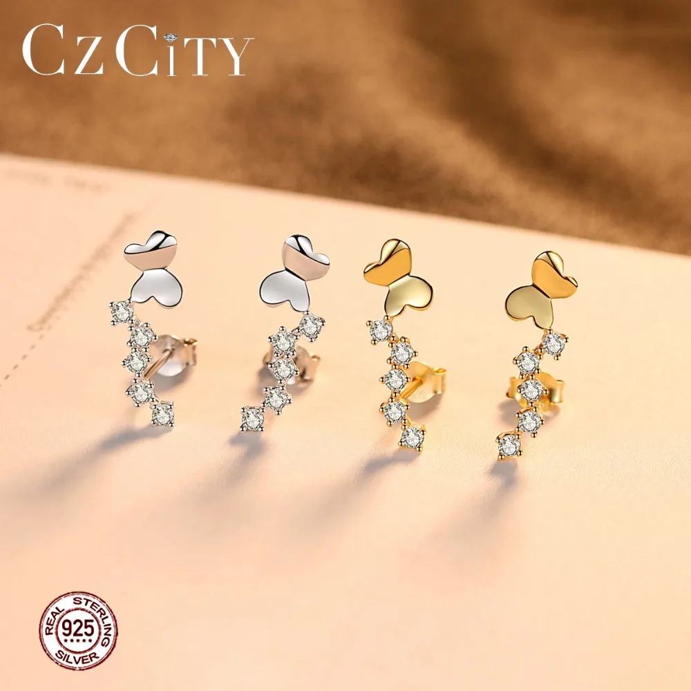 Модные корейские серьги гвоздики CZCITY в форме бабочки для женщин романтический
