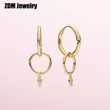 925 пробы серебряные блестящие стильные серьги для женщин круглая серьга в виде кольца Женская оригинальная модная серьга ювелирные изделия