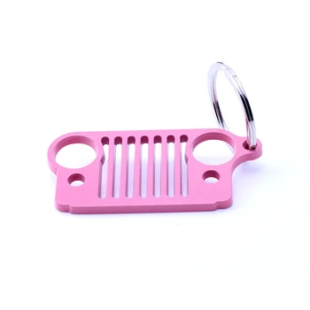 

Armsky New Fashion Car Styling Pink Stainless Steel Grill Key Chain, Car KeyChain KeyRing for Jeep CJ JK, TJ, YJ XJ