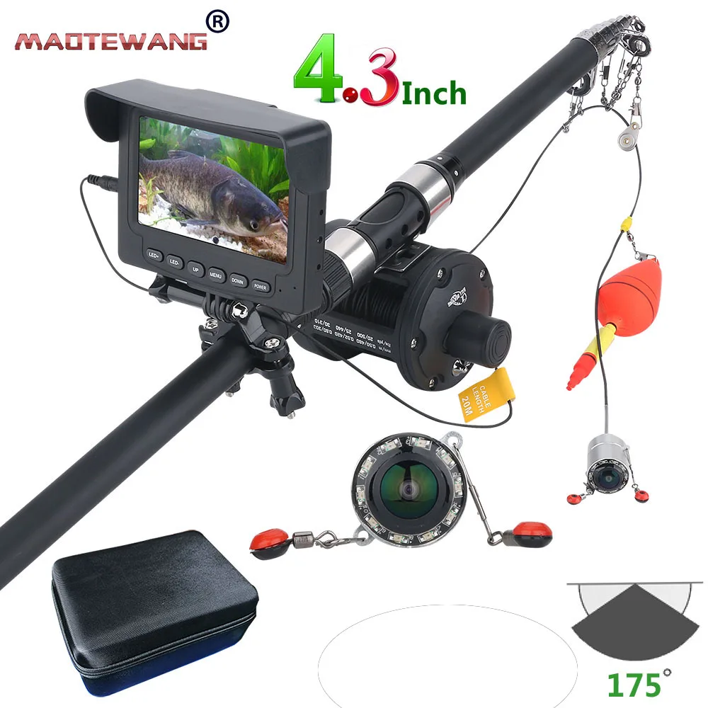 GAMWATER 4.3 بوصة تحت الماء الجليد الصيد كاميرا فيديو كيت 8 قطع IR LED أضواء مع انفجار الصيد السنانير البحر عجلة