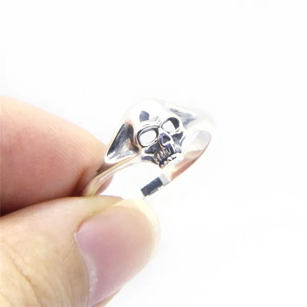 Цена, настоящее 925 Серебряное кольцо с полым черепом, высокое качество, модное женское мини байкерское кольцо
