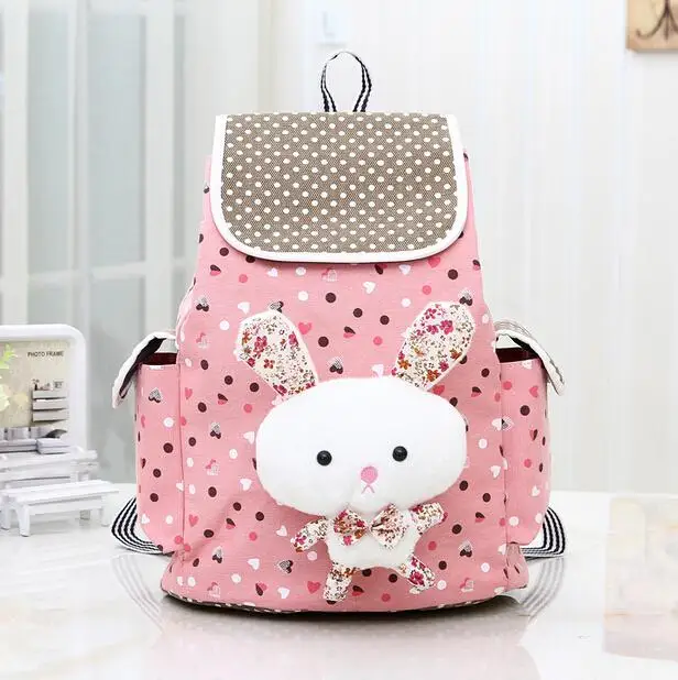 Canvas shoulder bag female Korean high school bags cartoon rabbit