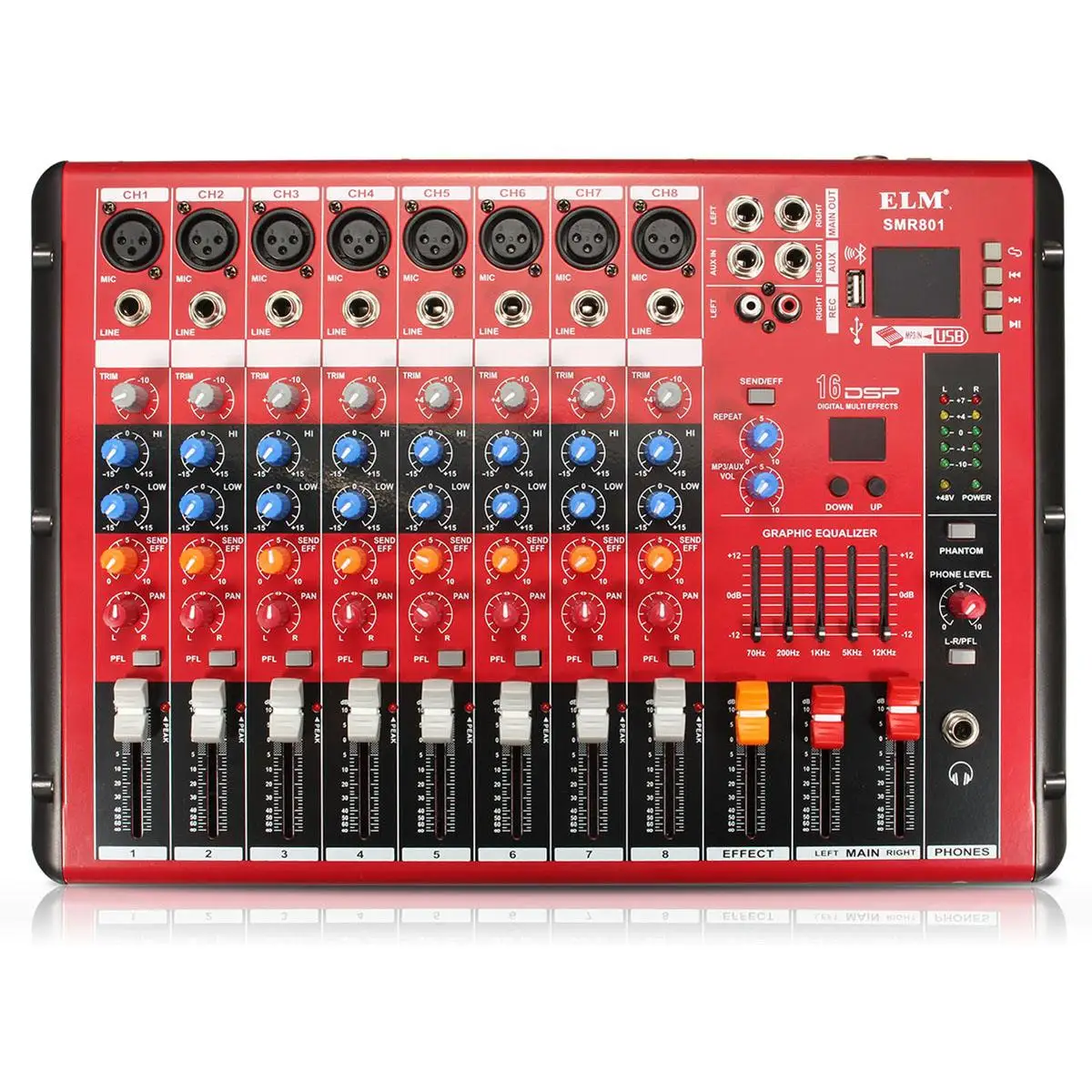 

Professional bluetooth DJ Audio Sound Mixing Console 8 Channels Digital Sound Mixer For TV PC Phone
