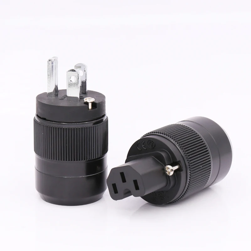 

Unprinted One Pair Pure Copper Rhodium Plated US AC Power Plug +IEC Female Connector DIY Mains Power Cord Cable