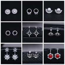 WEIMANJINGDIAN, Новое поступление, различные дизайны, кубический цирконий, CZ Кристалл и раковина, жемчужные серьги-гвоздики для женщин, высокое качество