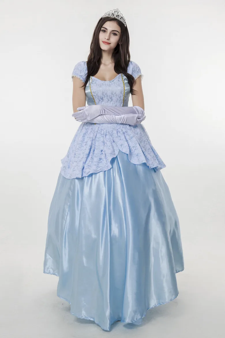 Adult Women Girl Fairy Tale Costume Cosplay Dress and crown Halloween Princess Costume 