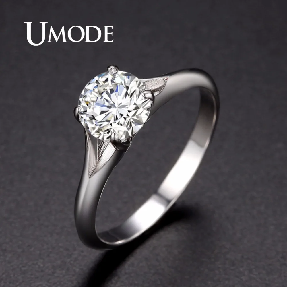 UMODE модные роскошные женские обручальные кольца 0.75ct Кристалл циркониевый камень женский свадебный подарок украшения для пальцев аксессуары UR0402