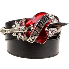 Cool mode männlichen leder gürtel herz pfeil liebe tut weh design punk rock gürtel frauen dekorative gürtel jeans hip hop gürtel