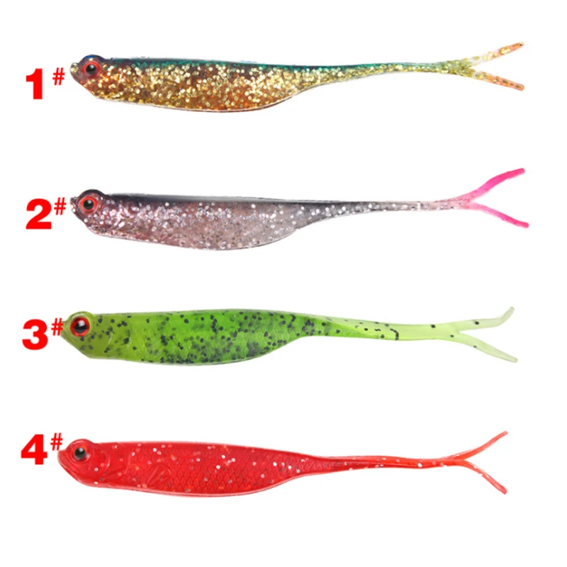 

5pcs/lot 5g 105mm Double Fork Tail Soft Lure Weever Fishing Lure Artificial Bait Leuure Souple Soft Worm For Sea Fishing