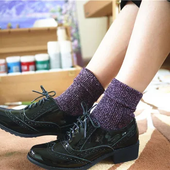 

Fashion Socks Women Autumn Winter Glitter Socks Girls Shiny Long Socks Silver Flanging Wild In Tube