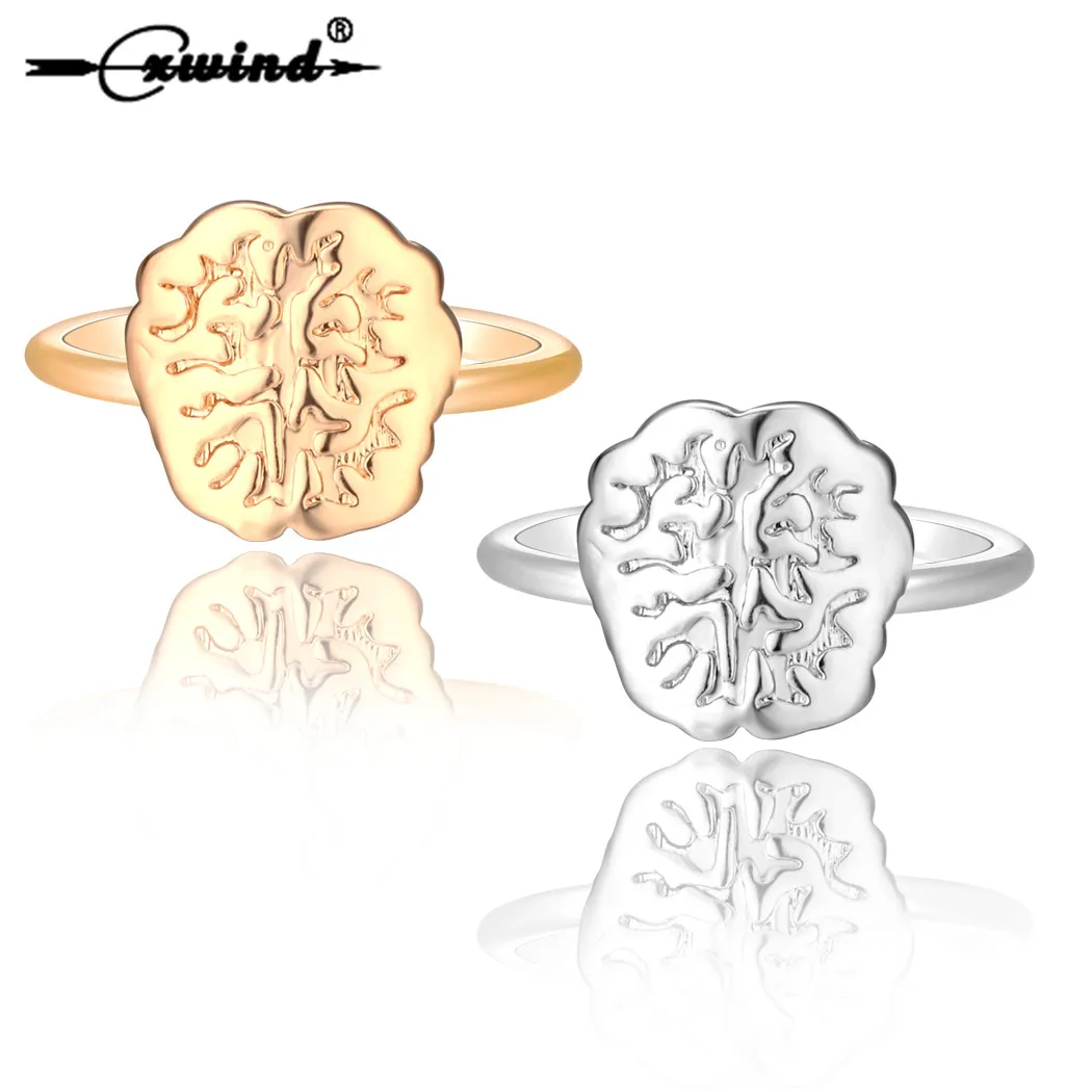 

Cxwind Fashion Geometric Anatomy Brain Rings for Women Student Best Party Gift Cute Abstractive Brain Nerve Rings Bague Femme
