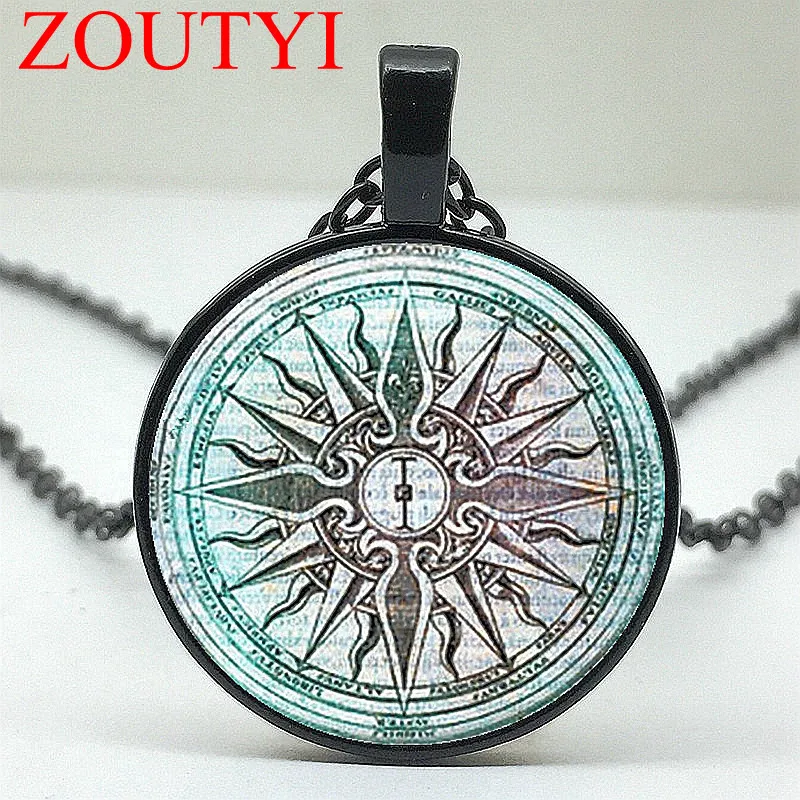 

2018 / Hot Fashion Greek Mythology Glass Round Pendant Necklace for Men and Women Wearing Jewelry Necklaces