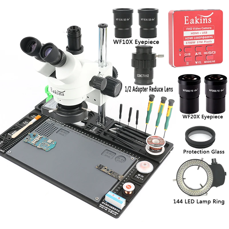  3.5X 7X 45X 90X simul focal Trinocular Stereo Microscope 37MP HDMI Video microscope camera Workbenc