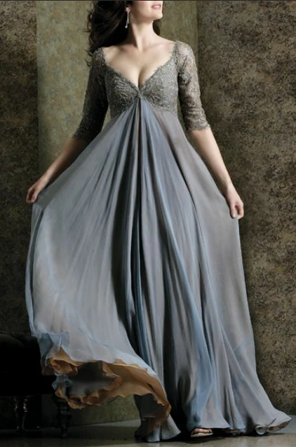 

2019 Mother Of The Bride Dresses A-line 3/4 Sleeves Chiffon Lace Plus Size Long Elegant Groom Mother Dresses Wedding