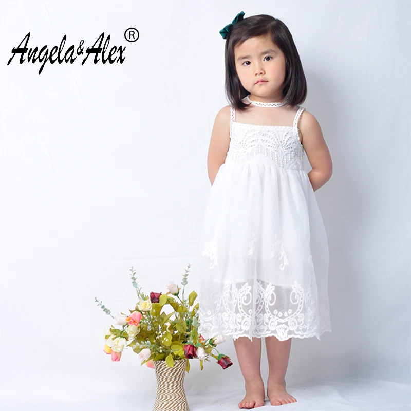 Angela&ampAlex Girls Princess Summer Dresses Kids Embroidery Floral Cotton Dress 2-6 Year Children Cute Mesh Party Wear | Детская одежда