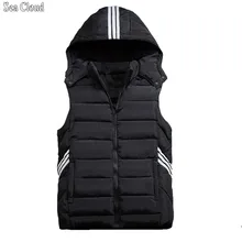 82 зимний плюс размер мужской жилет L-9XL мужской свободный хлопковый полосатый пуховый жилет отложной воротник с капюшоном