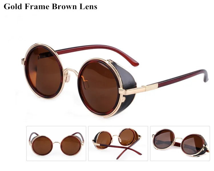 VWKTUUN стимпанк Круглые Солнцезащитные очки для мужчин и женщин винтажные Ретро Стиль зеркальные паровые очки в стиле панк мужские женские уличные солнцезащитные очки Oculos - Цвет линз: color 5