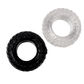 IKOKY Penis Rings Sex Toys for Men Tire Type Black/Transparent Sex Cockring Delay Ejaculation Cock Rings 2Pcs/Set Silicone 3