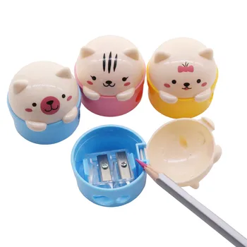 

1 Pcs Pencil Sharpener Cute Cat Two Caliber Plastic Material Save Garbage Primary School Students Study Supplies