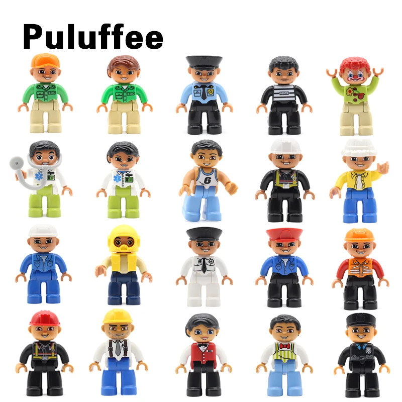 

Occupation Worker Figure Doll Model Set Bricks Big Particles Model Building Blocks Compatible with Duplo DIY Accessory Toys Gift