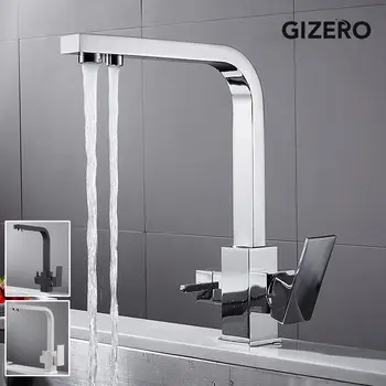 

Kitchen Sink Mixer Faucet Chrome Polish Water Faucet Dual Handle 360 Swivel Kitchen Faucet Water Purification Tap ZR720