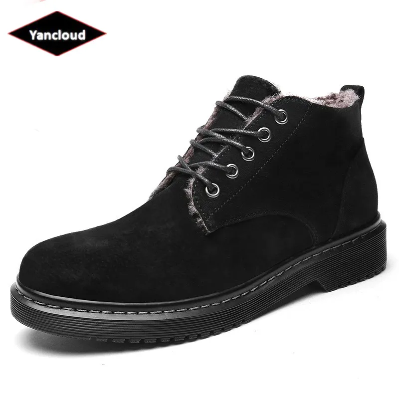 2019 Autumn Winter Men' Genuine Leather Shoes Warm Mens Motorcycle Boots Fashion High top Ankle Matin Boots Cotton Shoes 2019 Autumn Winter Men' Genuine Leather Shoes Warm Mens Motorcycle Boots Fashion High top Ankle Matin Boots Cotton Shoes