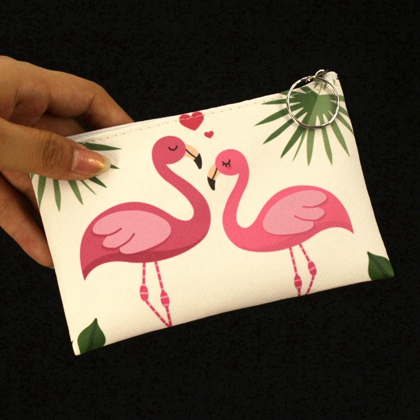 Милые женские кошельки из искусственной кожи с фламинго, маленькие женские кошельки, Дамский Мини-клатч, Женский кошелек, сумочка на молнии для девочек, сумки для карт - Цвет: Flamingo 5