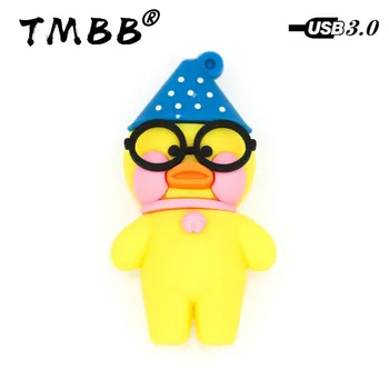 

USB 3.0 Cartoon Blue hat duck USB Flash Drives 64GB Mini Pendrive 128G 32GB 16G 8G 256GB Memory Stick Pen Drive Flash disk Gifts