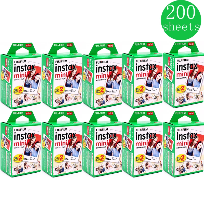 Пленка Fuji Fujifilm instax mini 11 9 8 7s 90 SP1 SP2 25 50s с белыми краями 10 200 листов цветные пленки